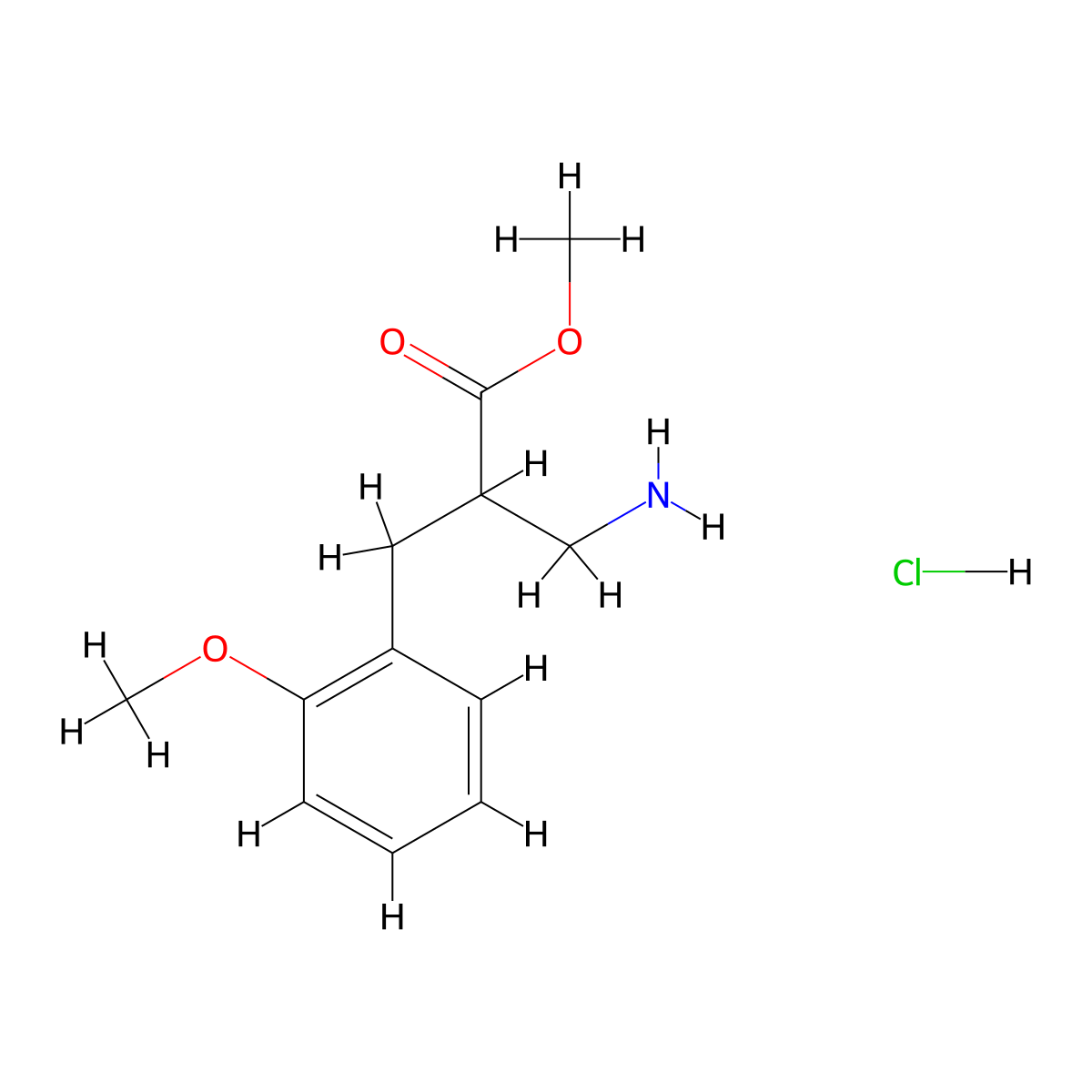 Methyl 3-amino-2-[(2-methoxyphenyl)methyl]propanoate hydrochloride molecular structure, CAS 1423024-92-3