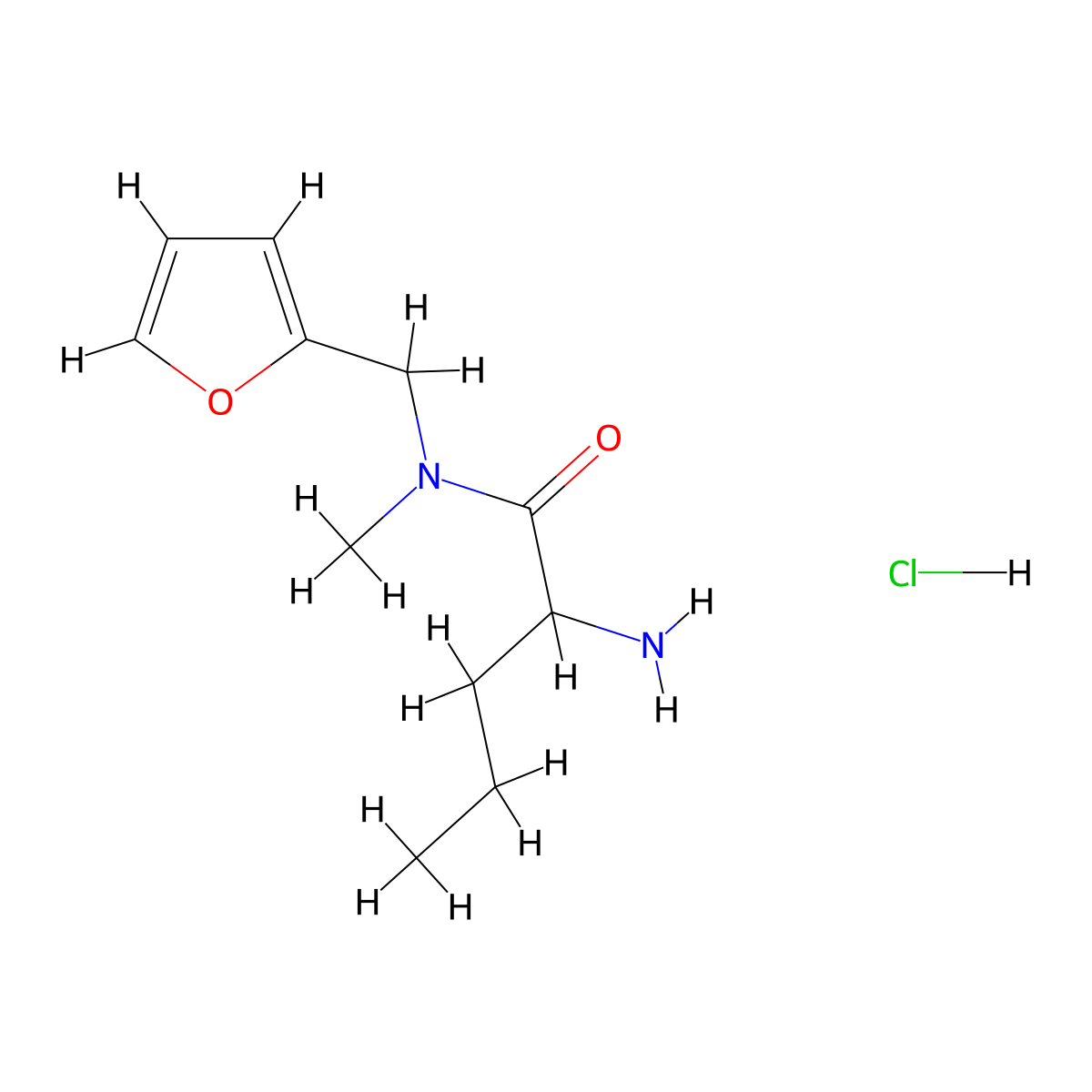 2-amino-N-(furan-2-ylmethyl)-N-methylpentanamide hydrochloride molecular structure, CAS 1423024-93-4