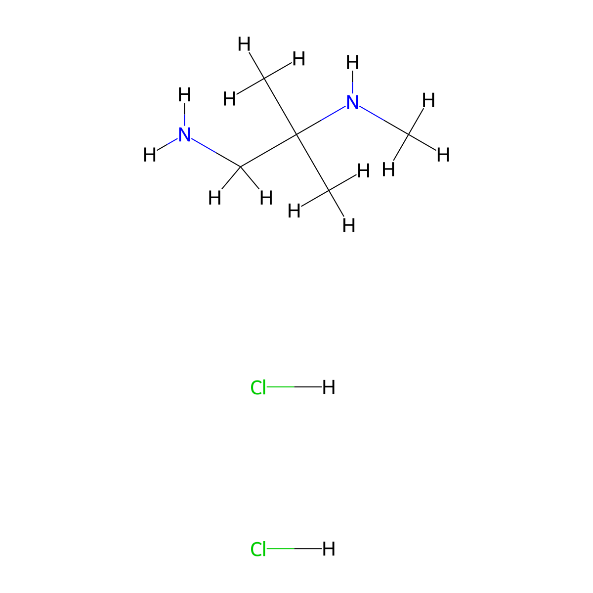 (1-Amino-2-methylpropan-2-yl)(methyl)amine dihydrochloride molecular structure, CAS 1423024-99-0
