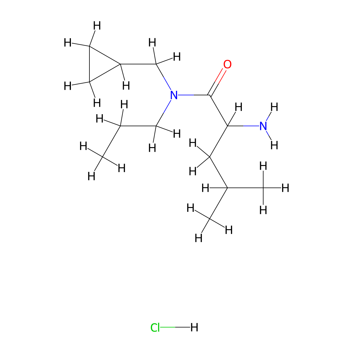 2-amino-N-(cyclopropylmethyl)-4-methyl-N-propylpentanamide hydrochloride molecular structure, CAS 1423025-00-6