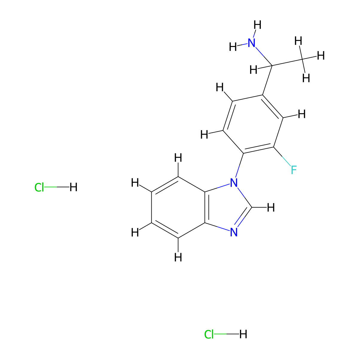 1-[4-(1H-1,3-benzodiazol-1-yl)-3-fluorophenyl]ethan-1-amine dihydrochloride molecular structure, CAS 1423025-13-1