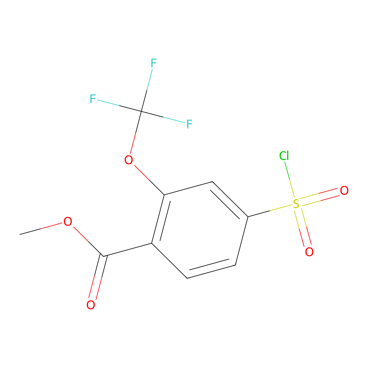Methyl 4-(chlorosulfonyl)-2-(trifluoromethoxy)benzoate molecular structure, CAS 1423025-19-7
