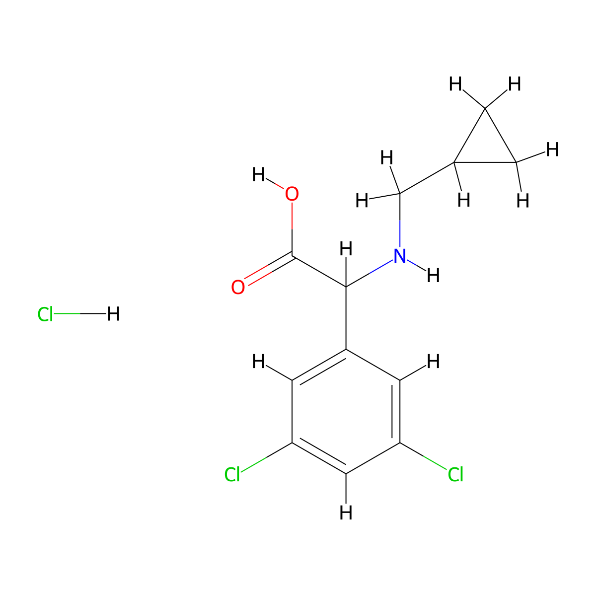 2-[(Cyclopropylmethyl)amino]-2-(3,5-dichlorophenyl)acetic acid hydrochloride molecular structure, CAS 1423025-21-1