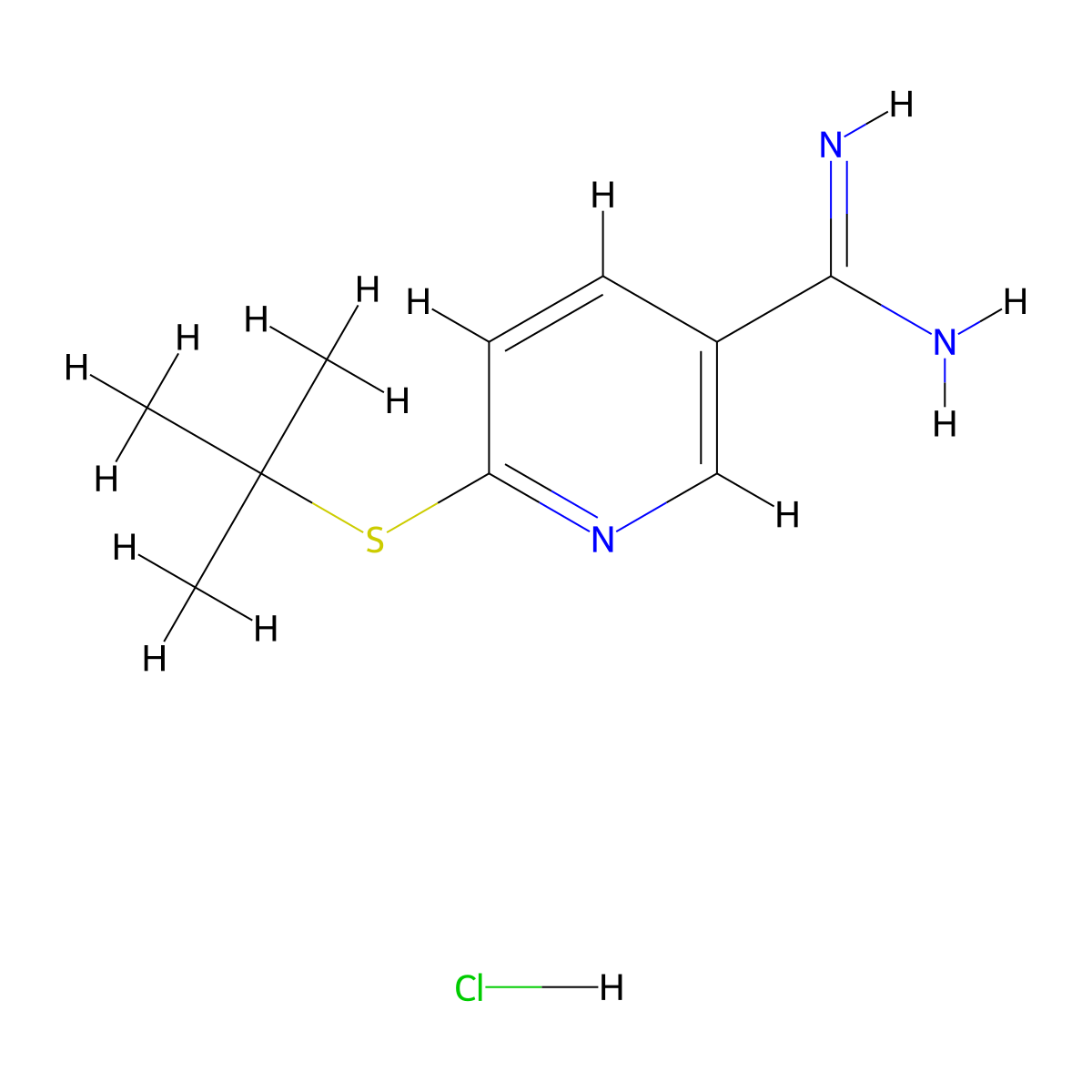 6-(Tert-butylsulfanyl)pyridine-3-carboximidamide hydrochloride molecular structure, CAS 1423025-27-7