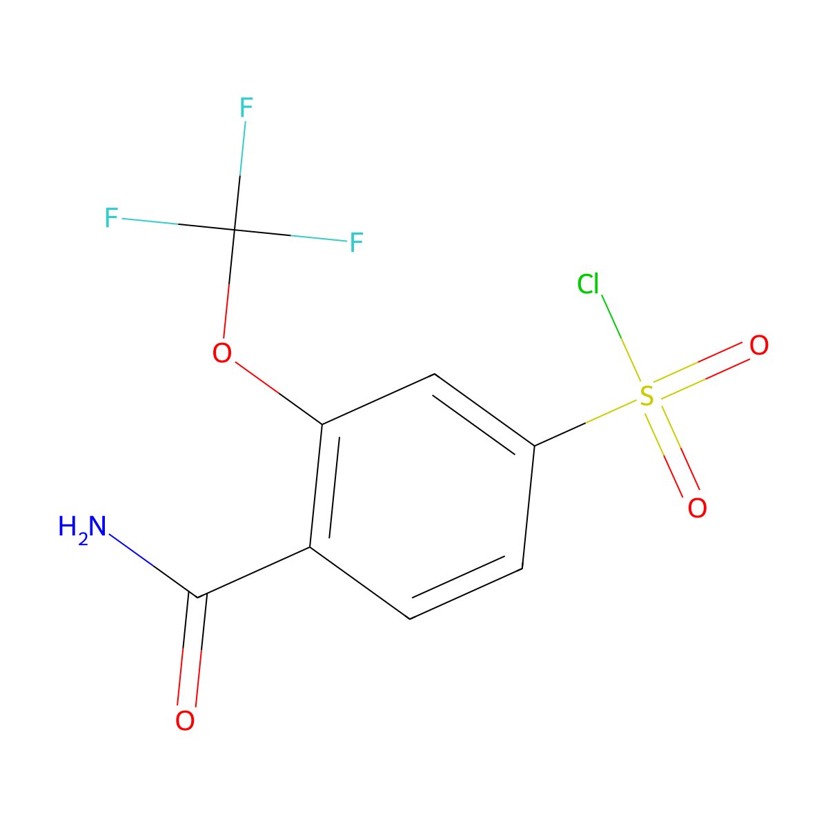 4-Carbamoyl-3-(trifluoromethoxy)benzene-1-sulfonyl chloride molecular structure, CAS 1423025-28-8
