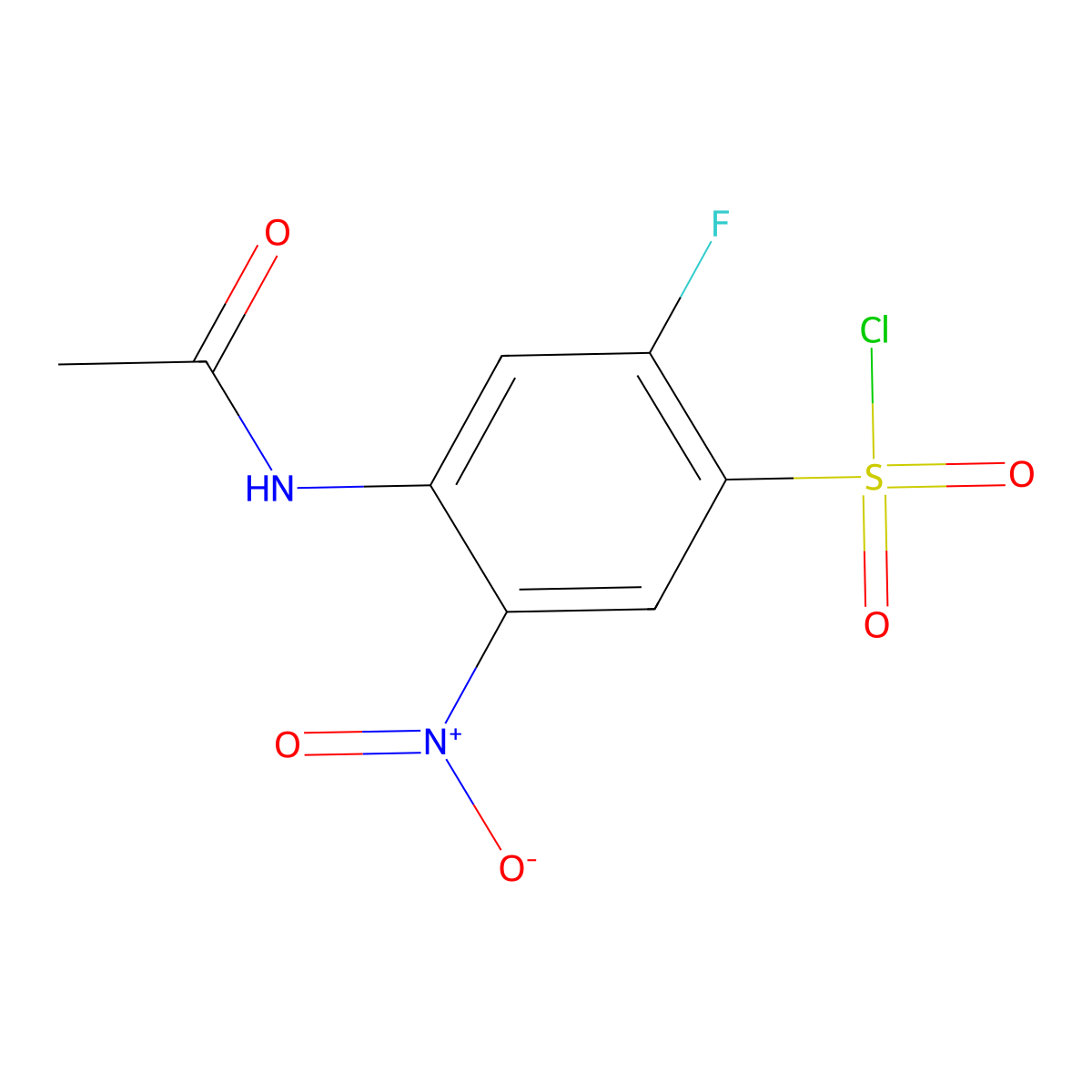 4-Acetamido-2-fluoro-5-nitrobenzene-1-sulfonyl chloride molecular structure, CAS 1423025-30-2