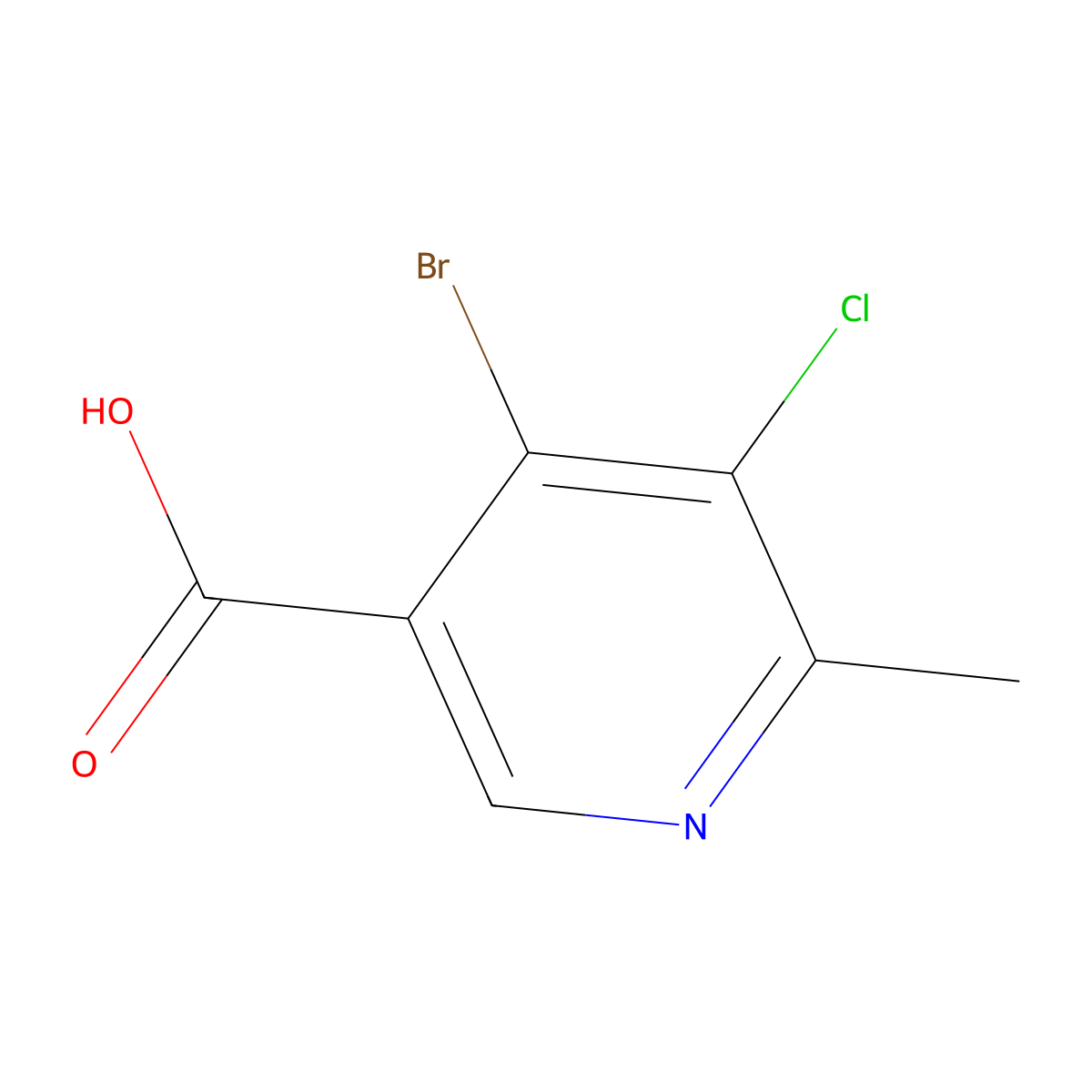 4-Bromo-5-chloro-6-methylpyridine-3-carboxylic acid molecular structure, CAS 1423025-36-8