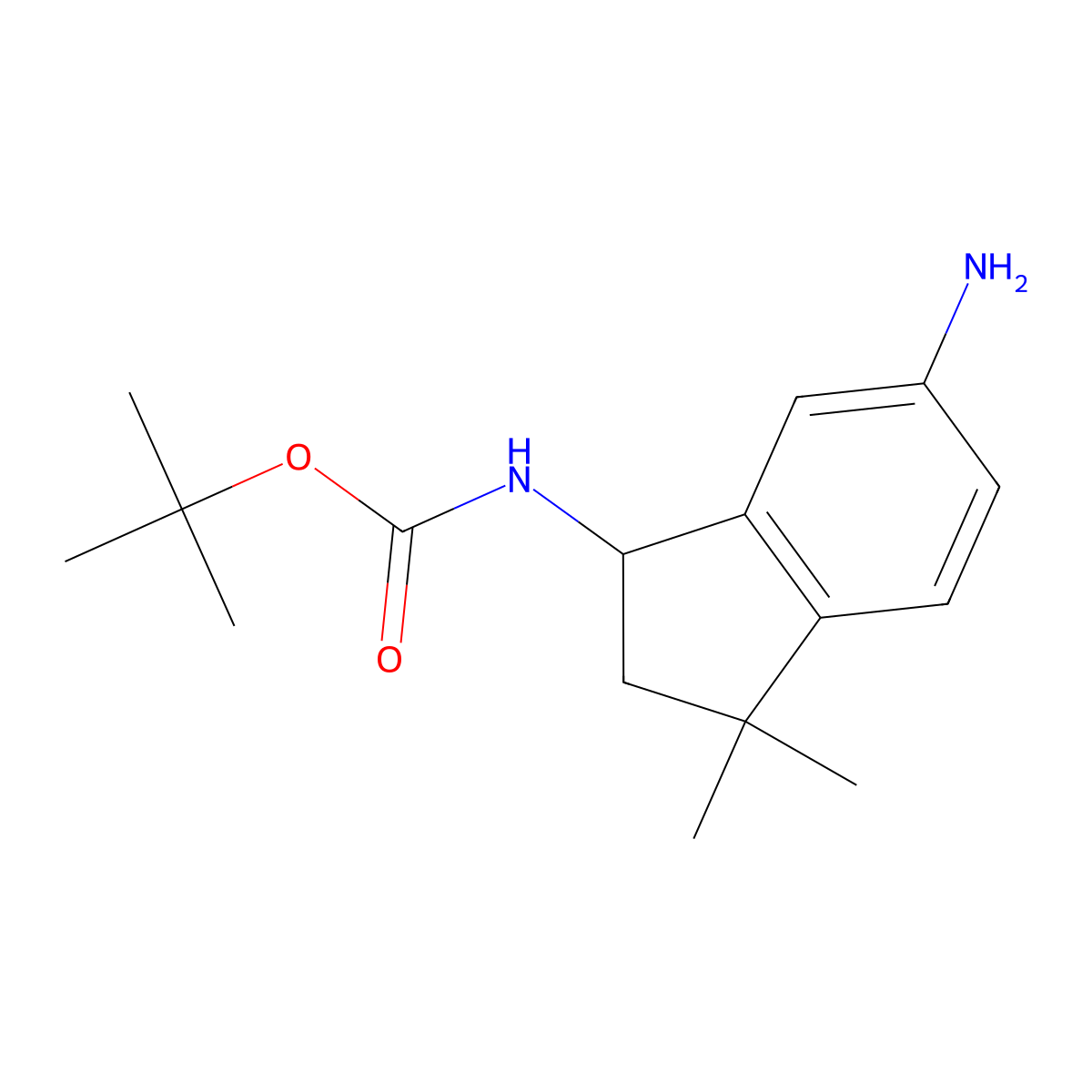 tert-butyl N-(6-amino-3,3-dimethyl-2,3-dihydro-1H-inden-1-yl)carbamate molecular structure, CAS 1423025-44-8