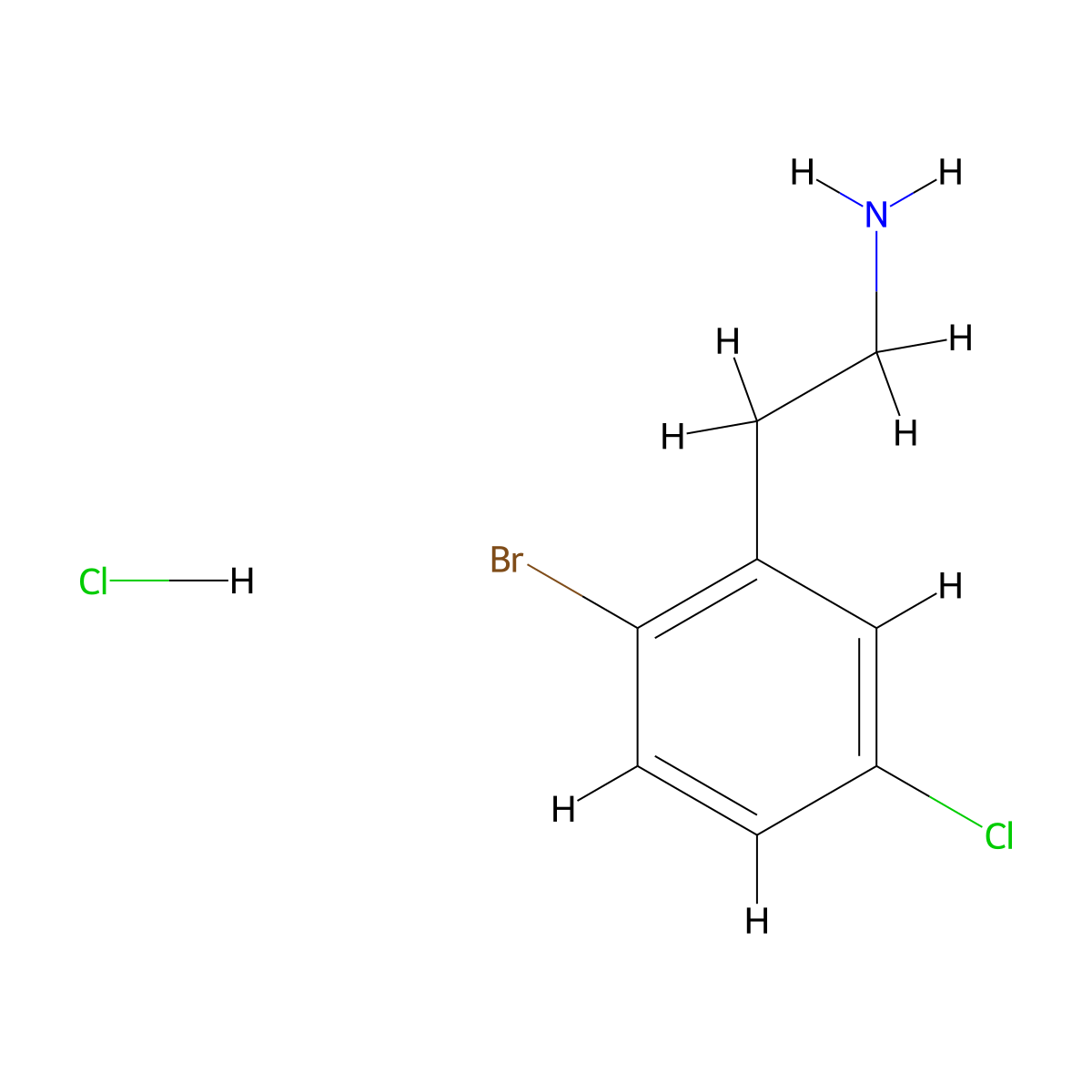 2-(2-Bromo-5-chlorophenyl)ethan-1-amine hydrochloride molecular structure, CAS 1423025-45-9