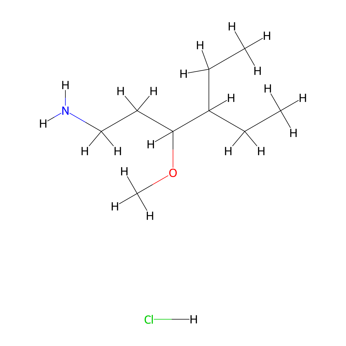 4-Ethyl-3-methoxyhexan-1-amine hydrochloride molecular structure, CAS 1423025-49-3