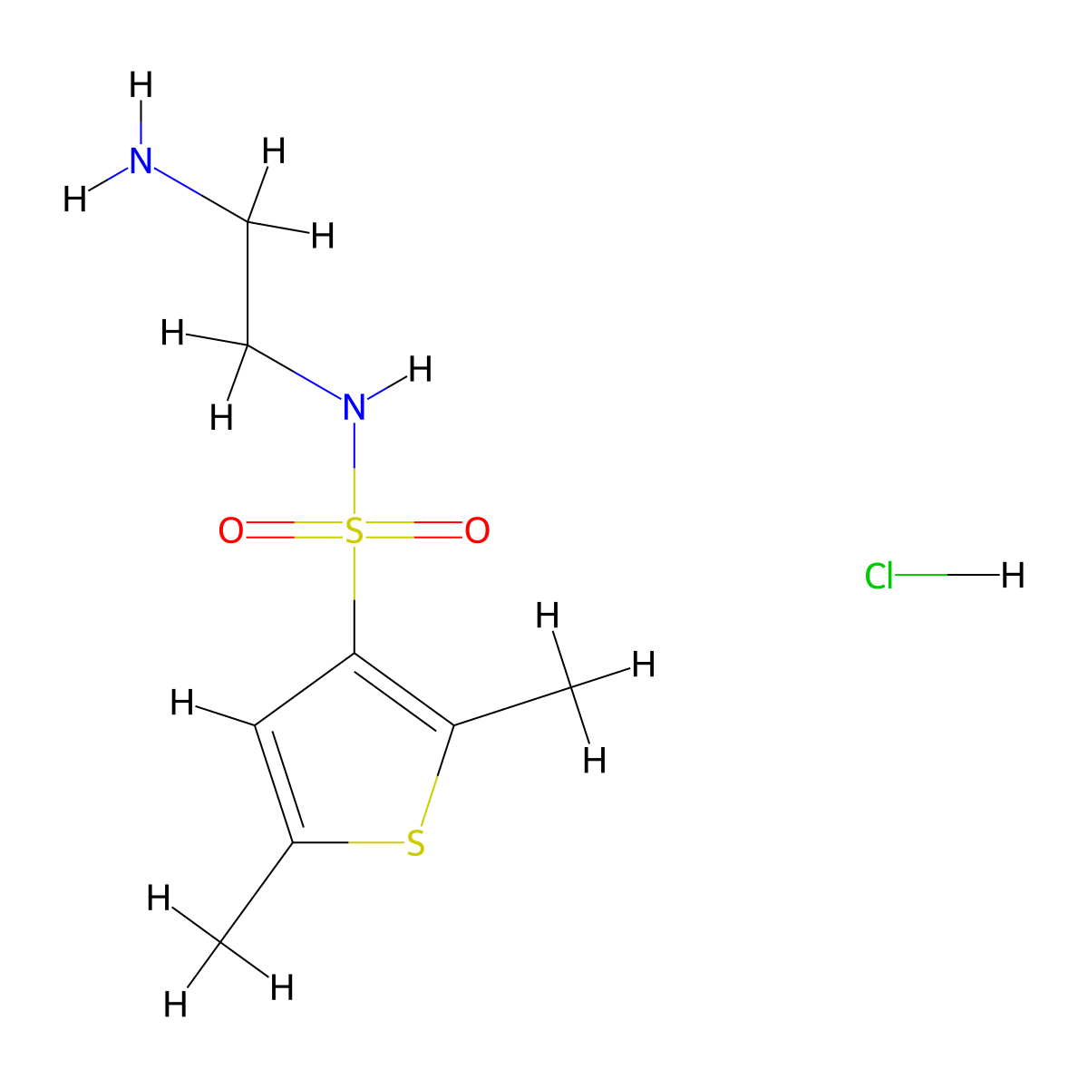 N-(2-aminoethyl)-2,5-dimethylthiophene-3-sulfonamide hydrochloride molecular structure, CAS 1423025-52-8