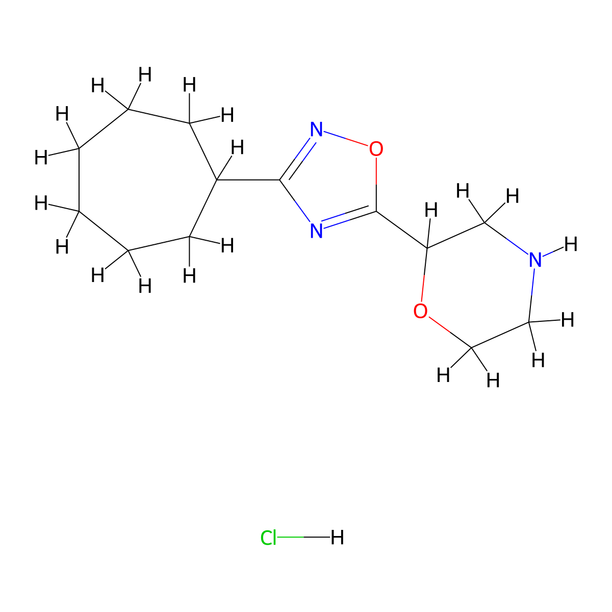 2-(3-Cycloheptyl-1,2,4-oxadiazol-5-yl)morpholine hydrochloride molecular structure, CAS 1423025-54-0
