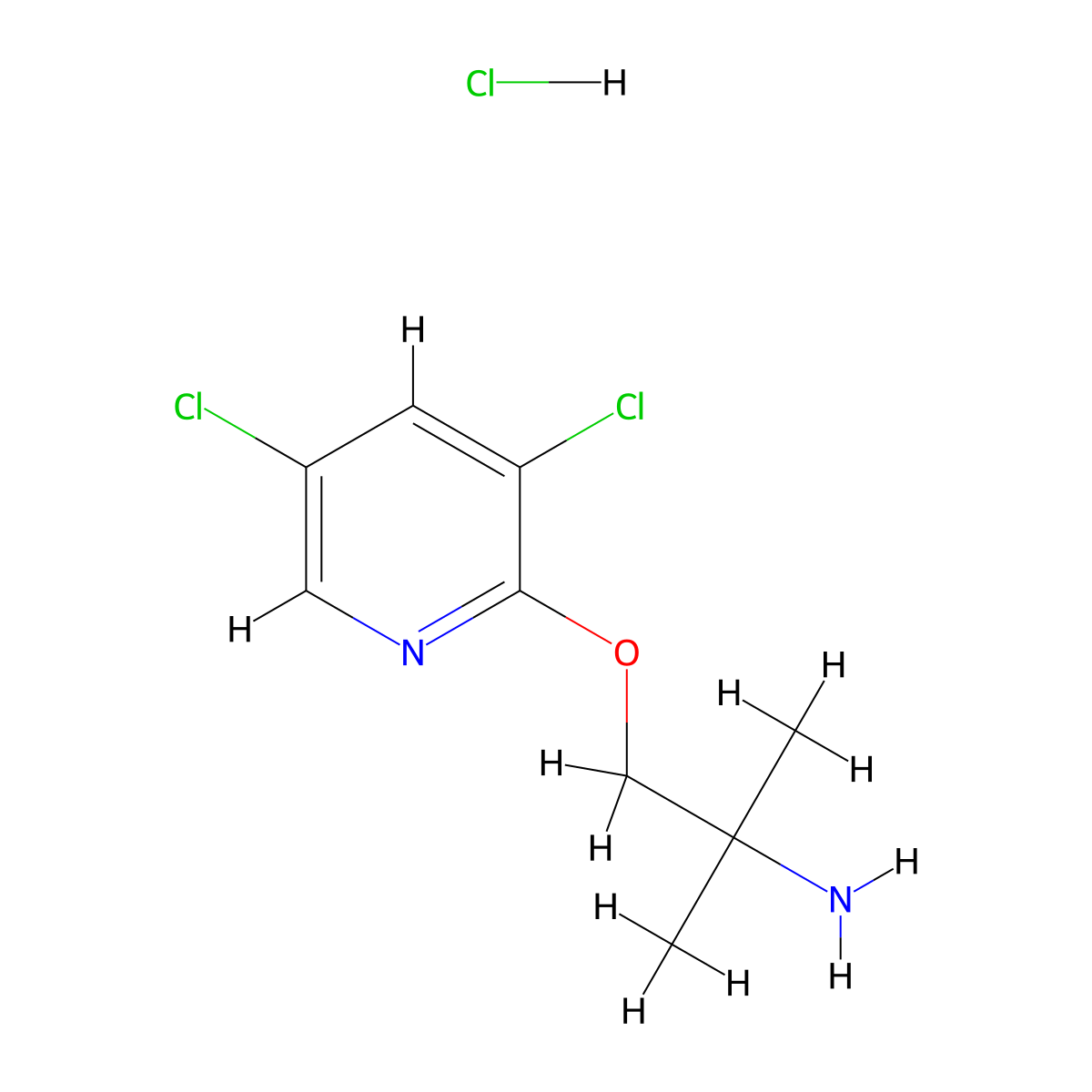 1-((3,5-Dichloropyridin-2-yl)oxy)-2-methylpropan-2-amine hydrochloride molecular structure, CAS 1423025-60-8