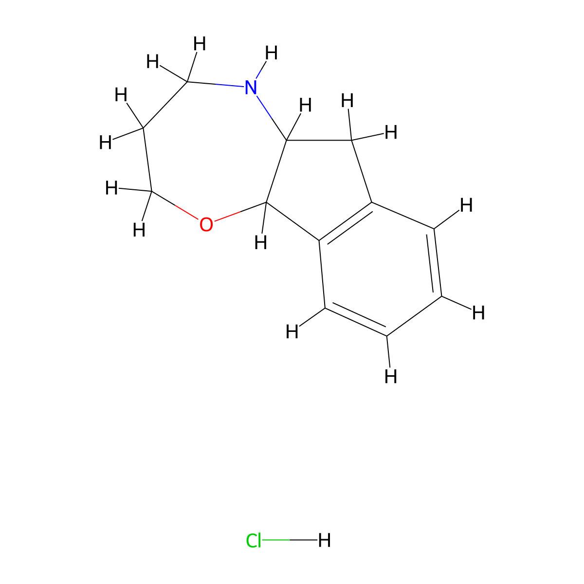 2H,3H,4H,5H,5aH,6H,10bH-indeno[1,2-b][1,4]oxazepine hydrochloride molecular structure, CAS 1423025-61-9