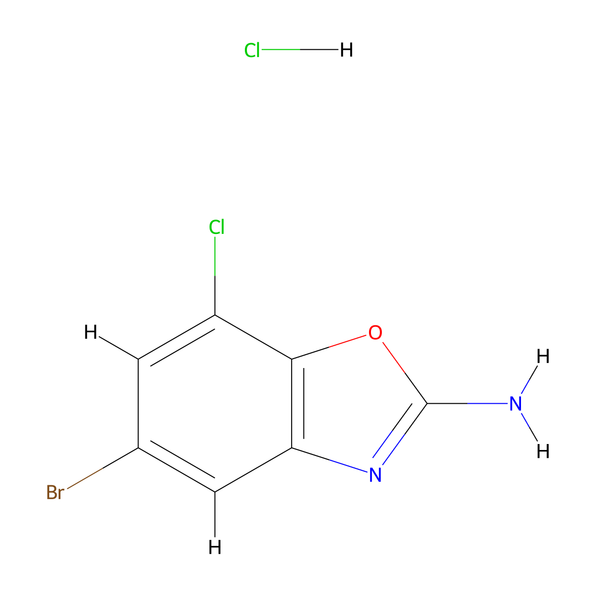 5-Bromo-7-chloro-1,3-benzoxazol-2-amine hydrochloride molecular structure, CAS 1423025-62-0