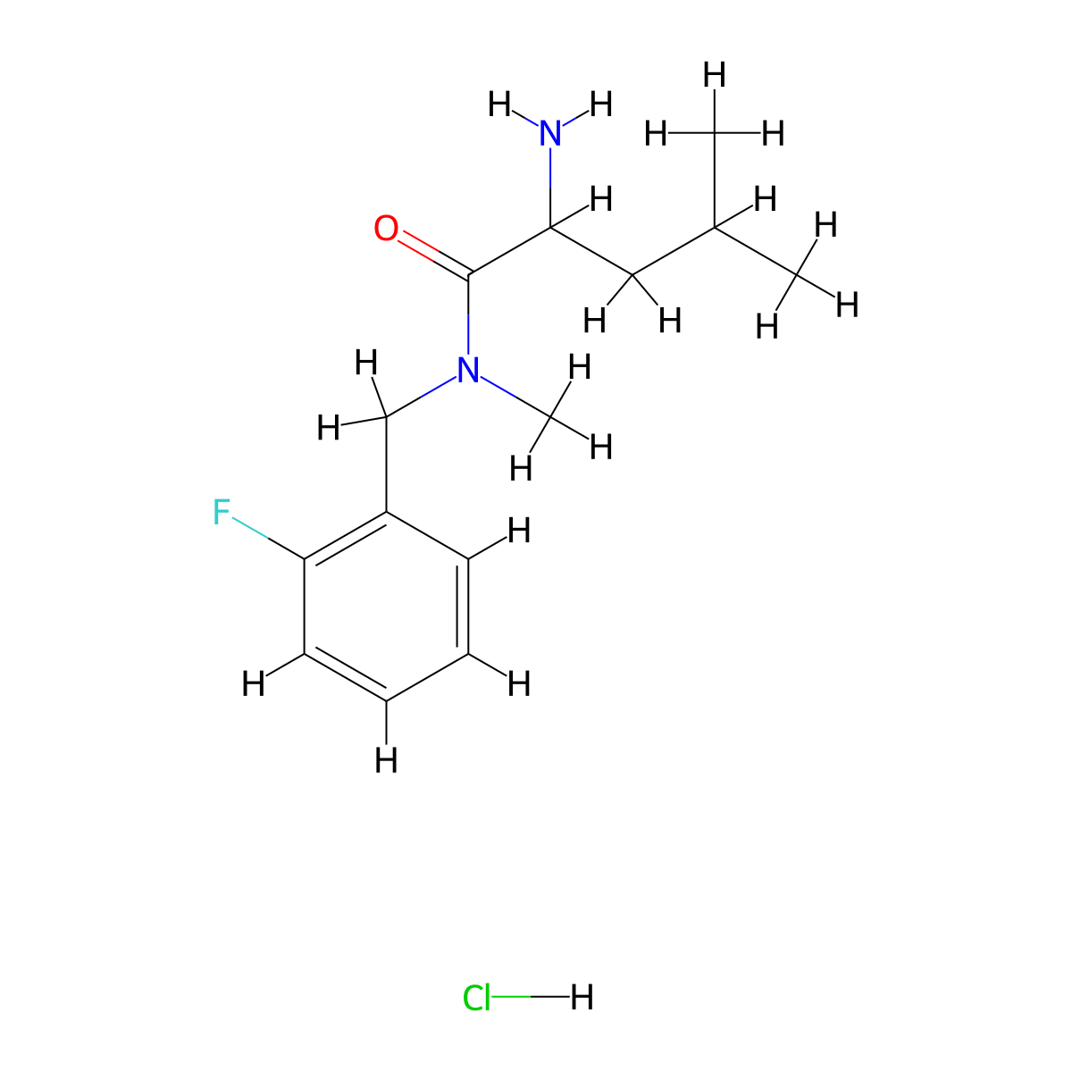 2-amino-N-[(2-fluorophenyl)methyl]-N,4-dimethylpentanamide hydrochloride molecular structure, CAS 1423025-66-4