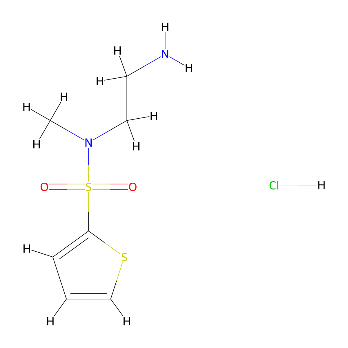 N-(2-aminoethyl)-N-methylthiophene-2-sulfonamide hydrochloride molecular structure, CAS 1423025-69-7