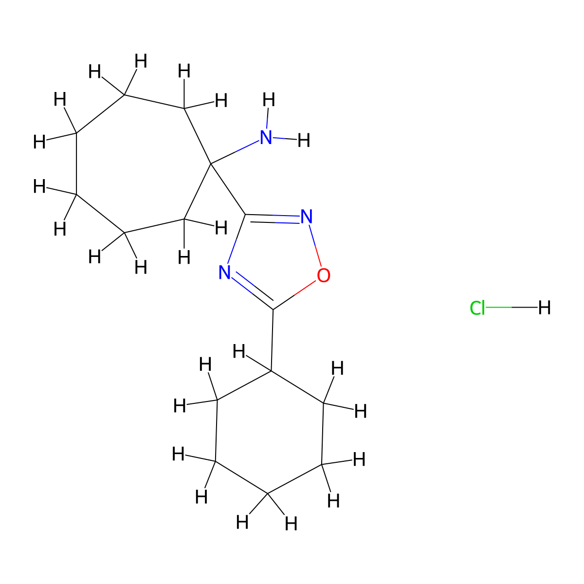 1-(5-Cyclohexyl-1,2,4-oxadiazol-3-yl)cycloheptan-1-amine hydrochloride molecular structure, CAS 1423025-78-8