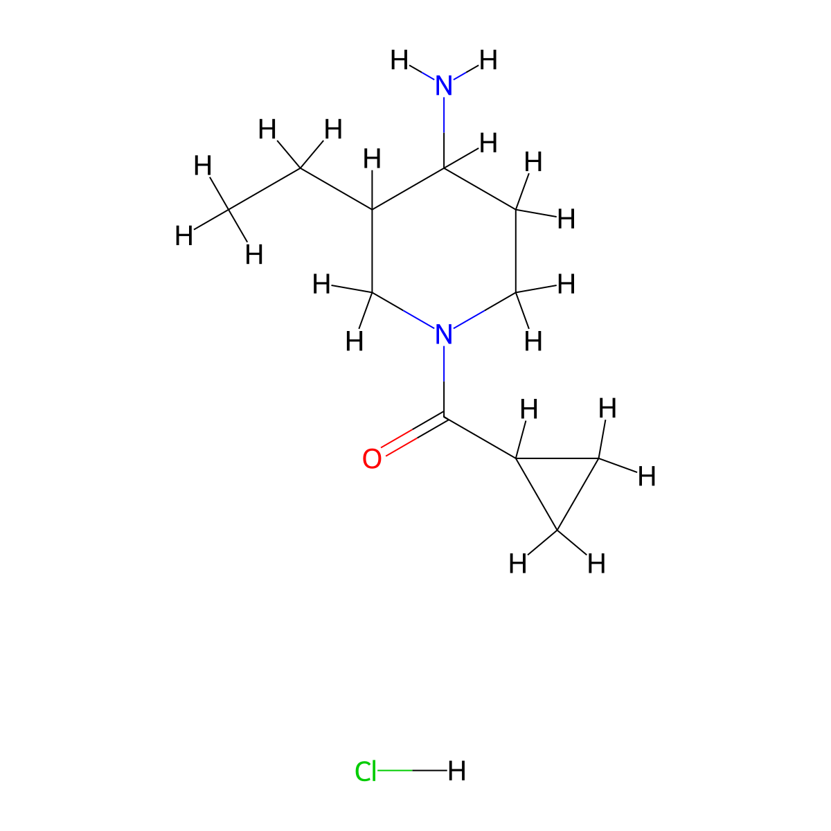 1-Cyclopropanecarbonyl-3-ethylpiperidin-4-amine hydrochloride molecular structure, CAS 1423025-80-2
