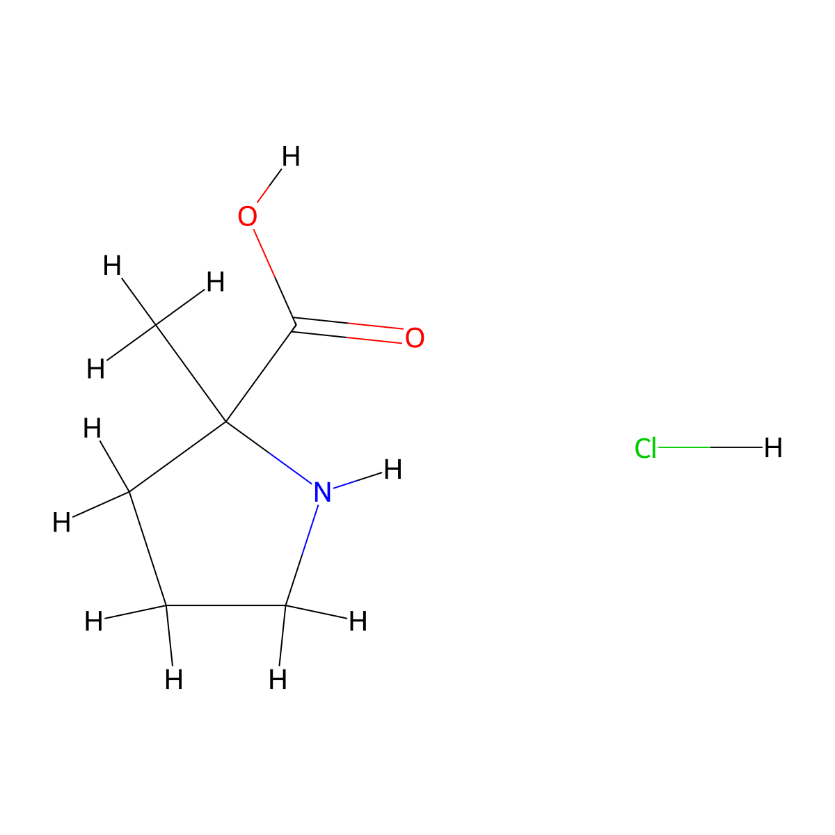 2-Methylpyrrolidine-2-carboxylic acid hydrochloride molecular structure, CAS 1423025-85-7