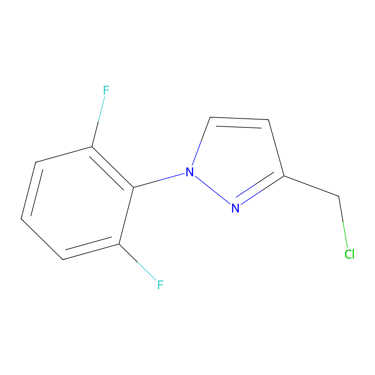 3-(chloromethyl)-1-(2,6-difluorophenyl)-1H-pyrazole molecular structure, CAS 1423025-88-0