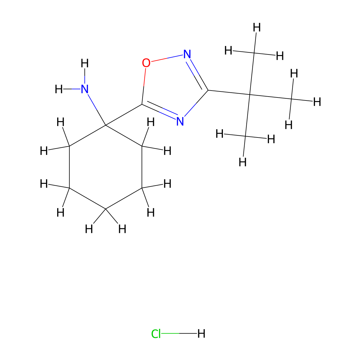 1-(3-Tert-butyl-1,2,4-oxadiazol-5-yl)cyclohexan-1-amine hydrochloride molecular structure, CAS 1423025-90-4