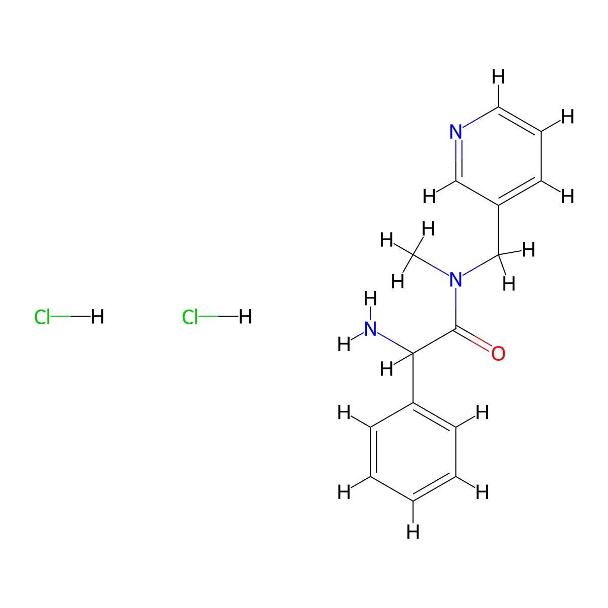 2-amino-N-methyl-2-phenyl-N-(pyridin-3-ylmethyl)acetamide dihydrochloride molecular structure, CAS 1423025-93-7