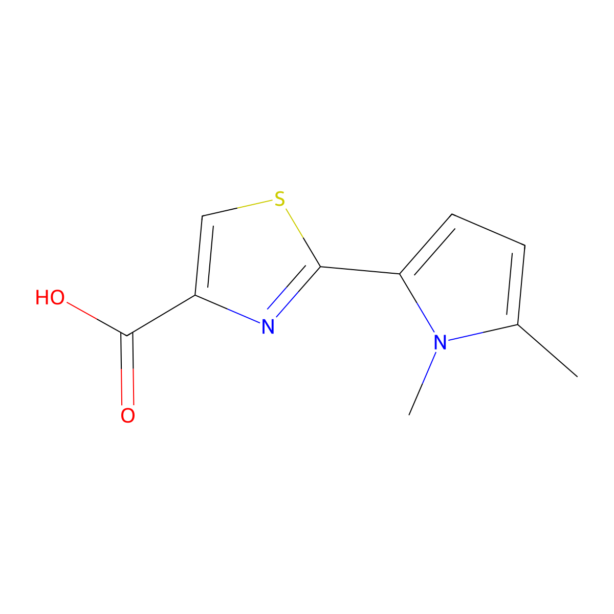 2-(1,5-dimethyl-1H-pyrrol-2-yl)-1,3-thiazole-4-carboxylic acid molecular structure, CAS 1423026-00-9