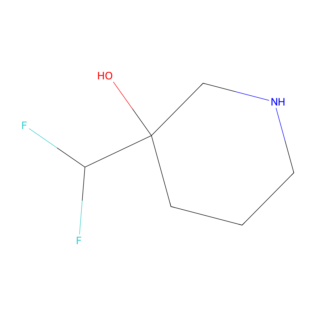 3-(Difluoromethyl)piperidin-3-ol molecular structure, CAS 1423026-01-0