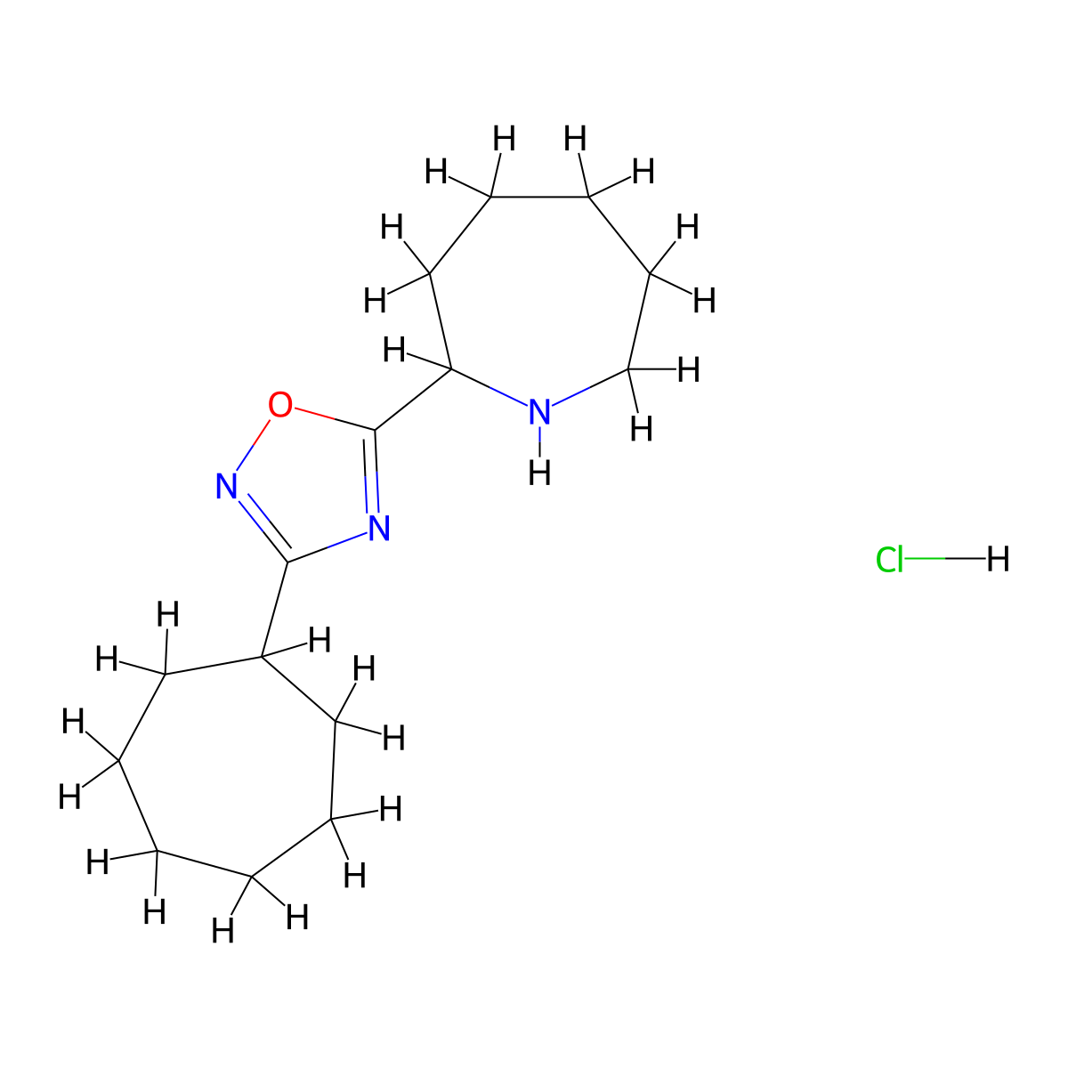 2-(3-Cycloheptyl-1,2,4-oxadiazol-5-yl)azepane hydrochloride molecular structure, CAS 1423026-03-2