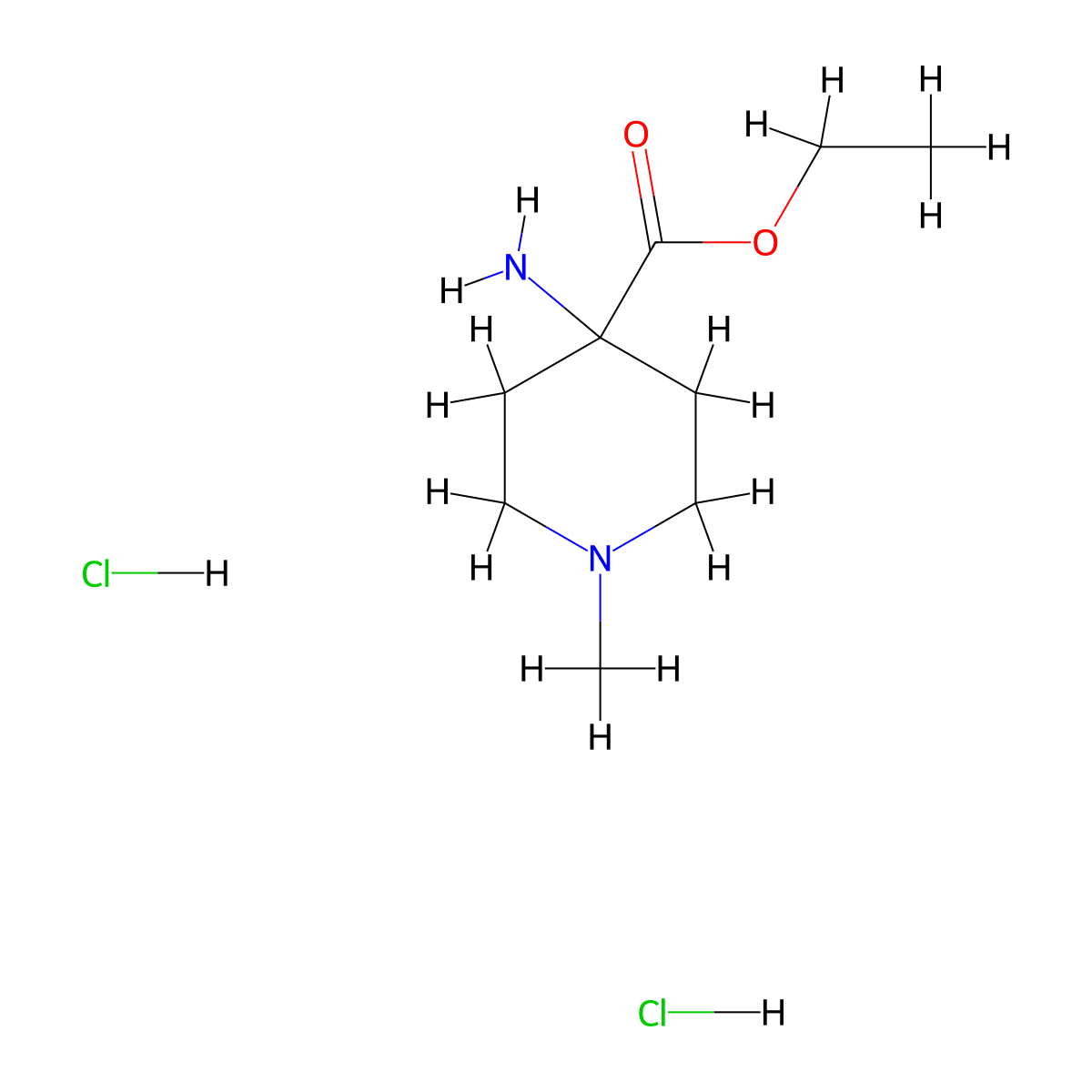 Ethyl 4-amino-1-methylpiperidine-4-carboxylate dihydrochloride molecular structure, CAS 1423026-13-4
