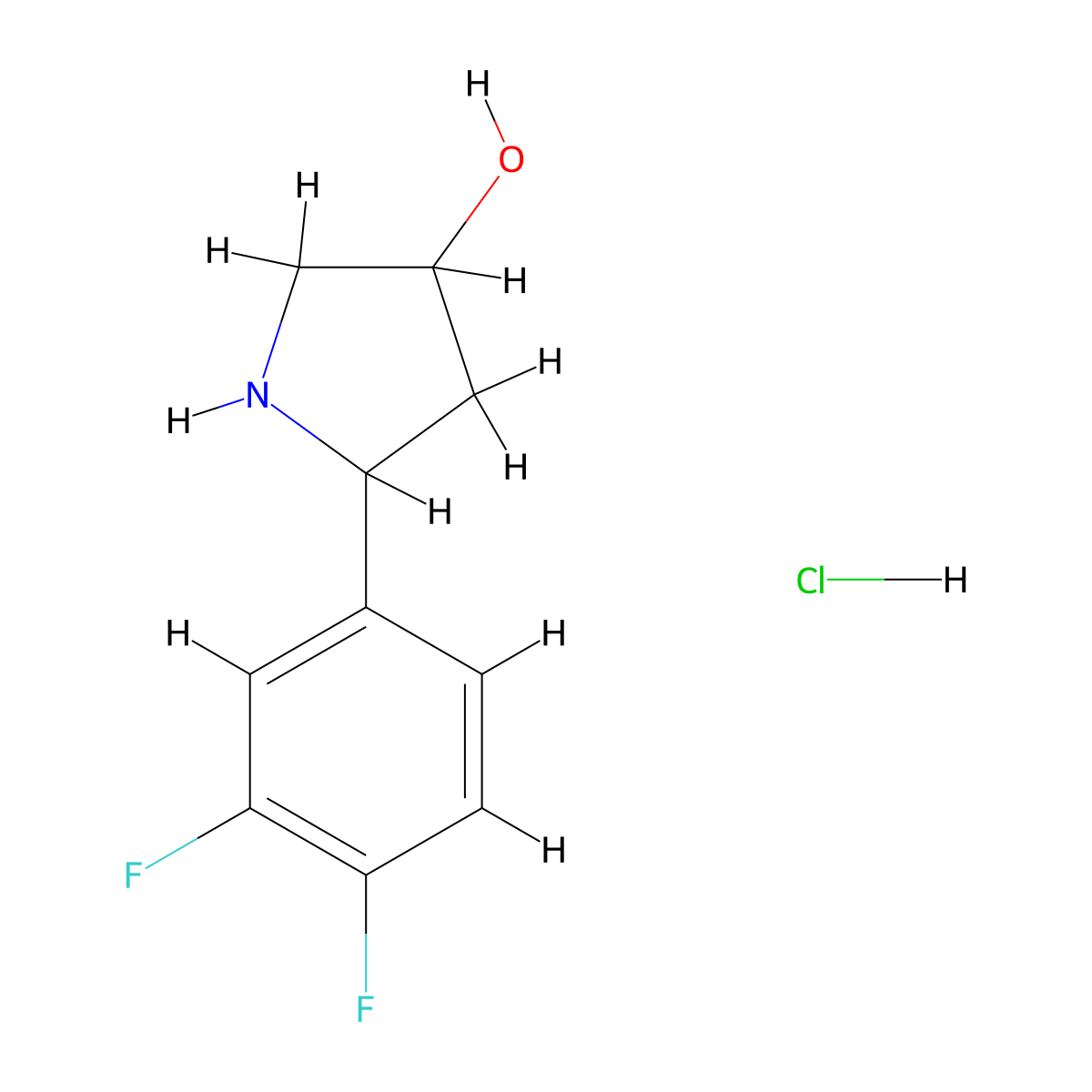 5-(3,4-Difluorophenyl)pyrrolidin-3-ol hydrochloride molecular structure, CAS 1423026-14-5