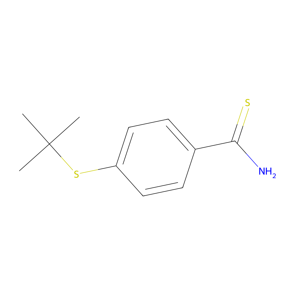 4-(Tert-butylsulfanyl)benzene-1-carbothioamide molecular structure, CAS 1423026-18-9