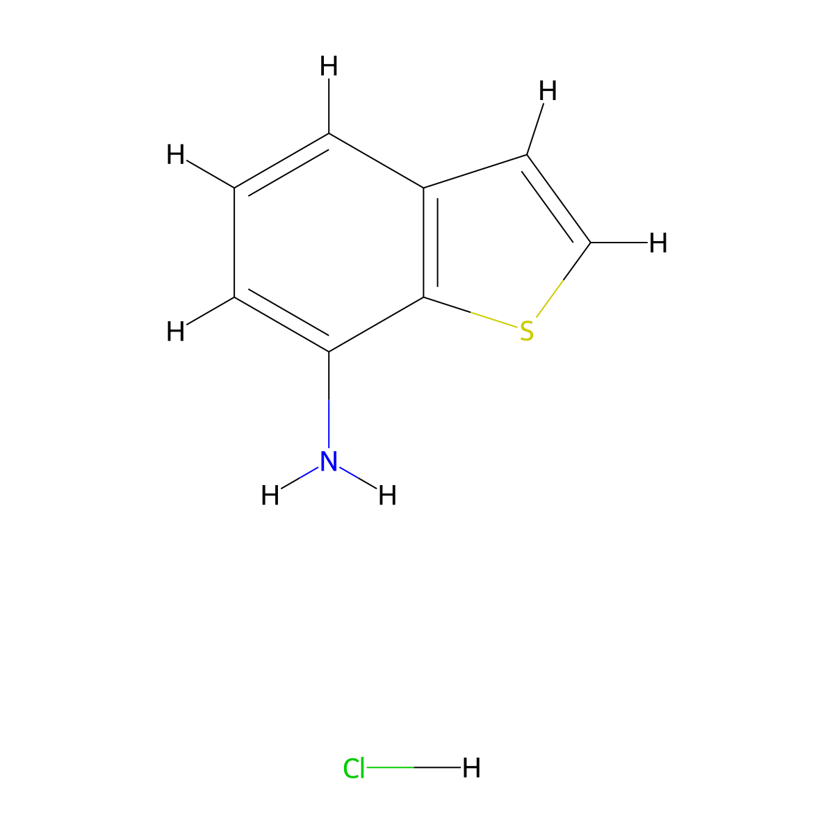 1-Benzothiophen-7-amine hydrochloride molecular structure, CAS 1423026-20-3
