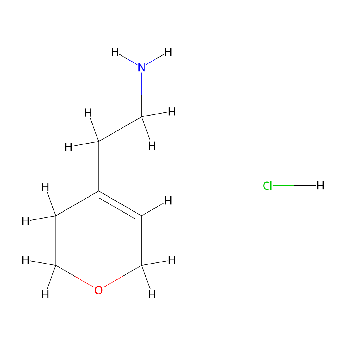 2-(3,6-dihydro-2H-pyran-4-yl)ethan-1-amine hydrochloride molecular structure, CAS 1423026-21-4