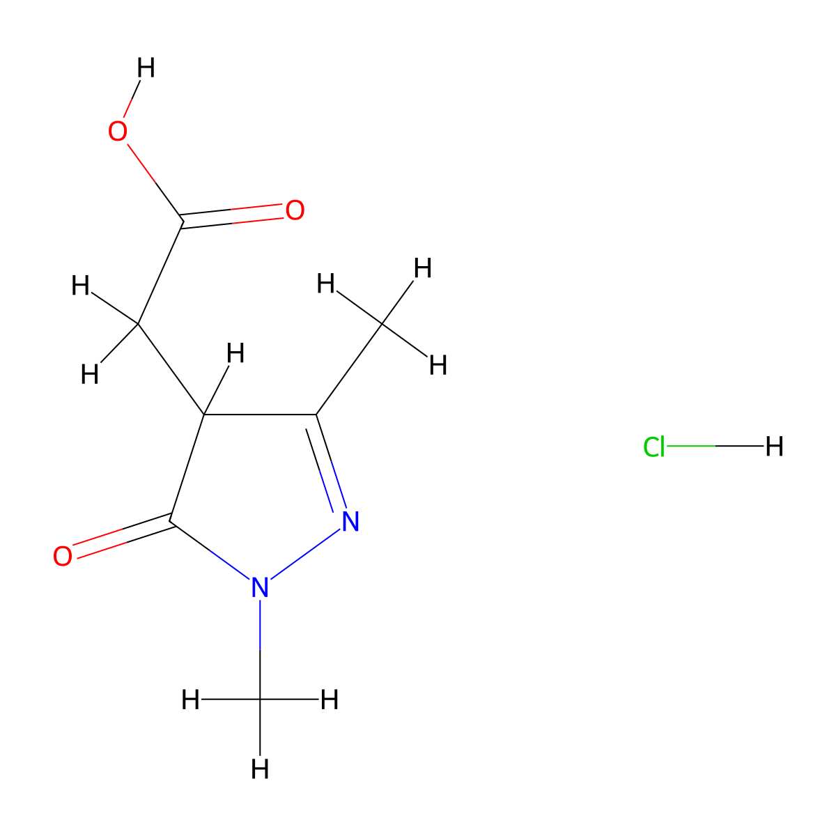 2-(1,3-dimethyl-5-oxo-4,5-dihydro-1H-pyrazol-4-yl)acetic acid hydrochloride molecular structure, CAS 1423026-22-5