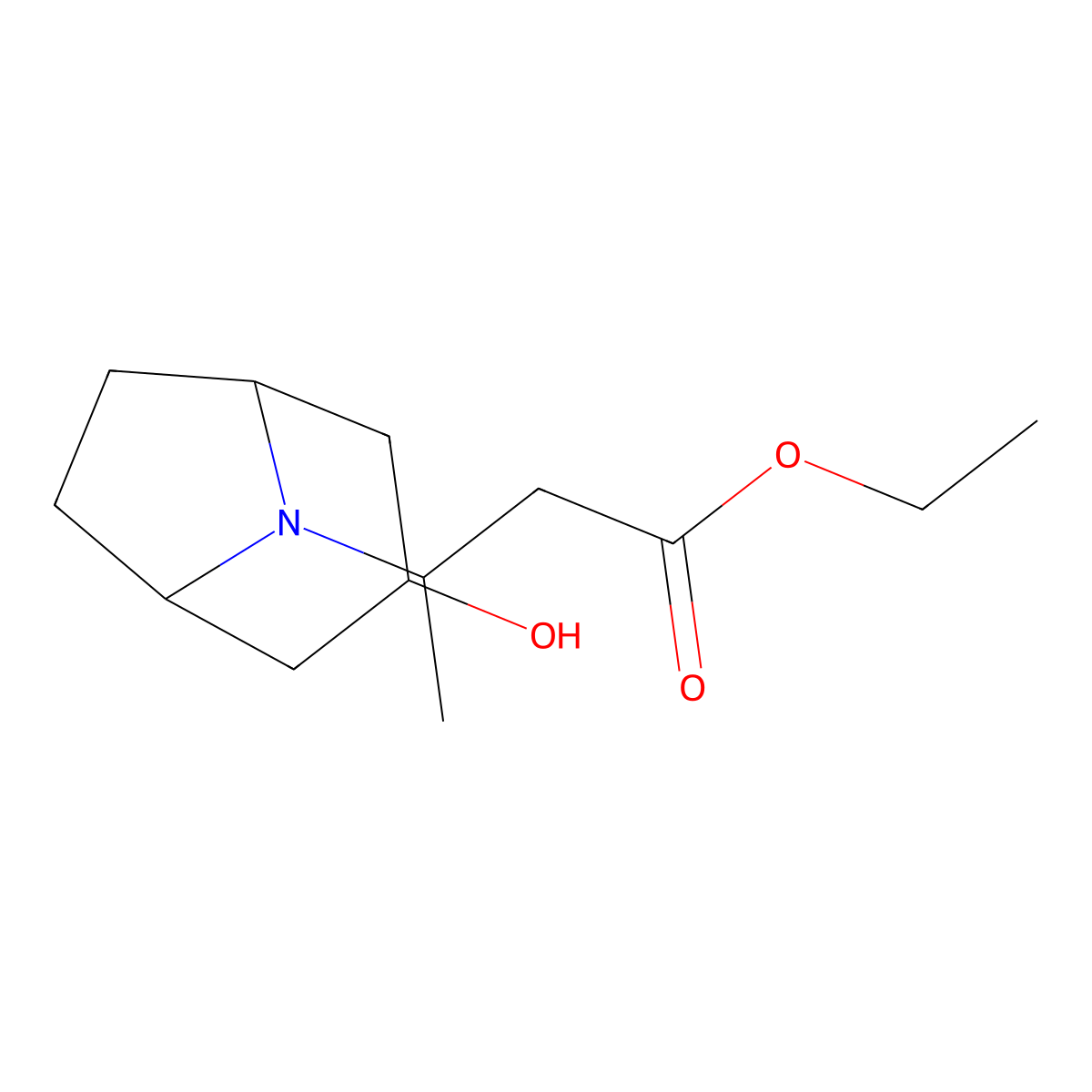 Ethyl 3-{3-hydroxy-8-azabicyclo[3.2.1]octan-8-yl}butanoate molecular structure, CAS 1423026-36-1
