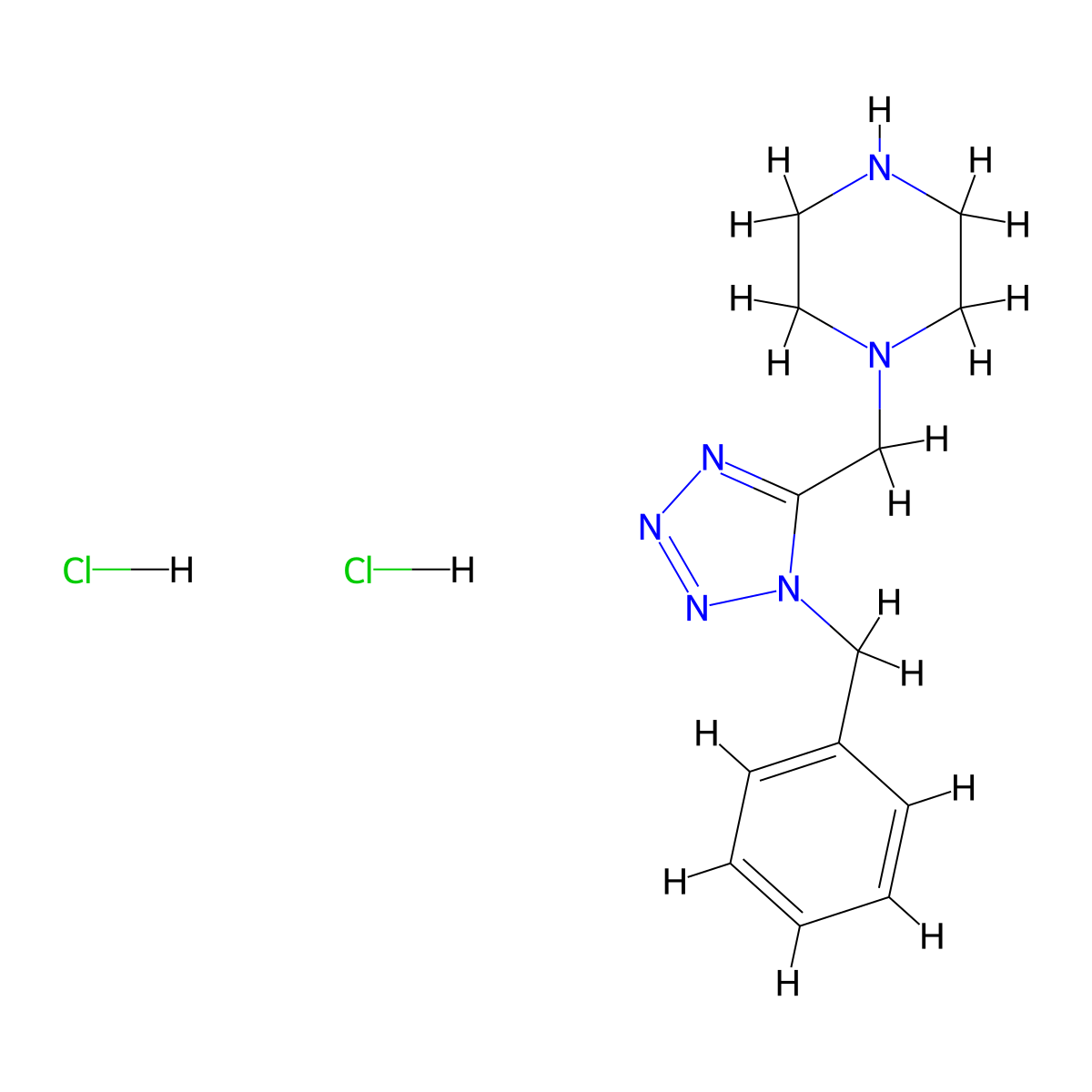 1-[(1-benzyl-1H-1,2,3,4-tetrazol-5-yl)methyl]piperazine dihydrochloride molecular structure, CAS 1423026-39-4