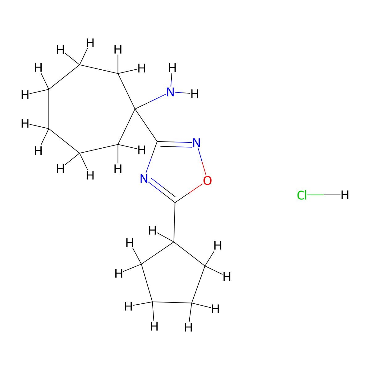 1-(5-Cyclopentyl-1,2,4-oxadiazol-3-yl)cycloheptan-1-amine hydrochloride molecular structure, CAS 1423026-41-8