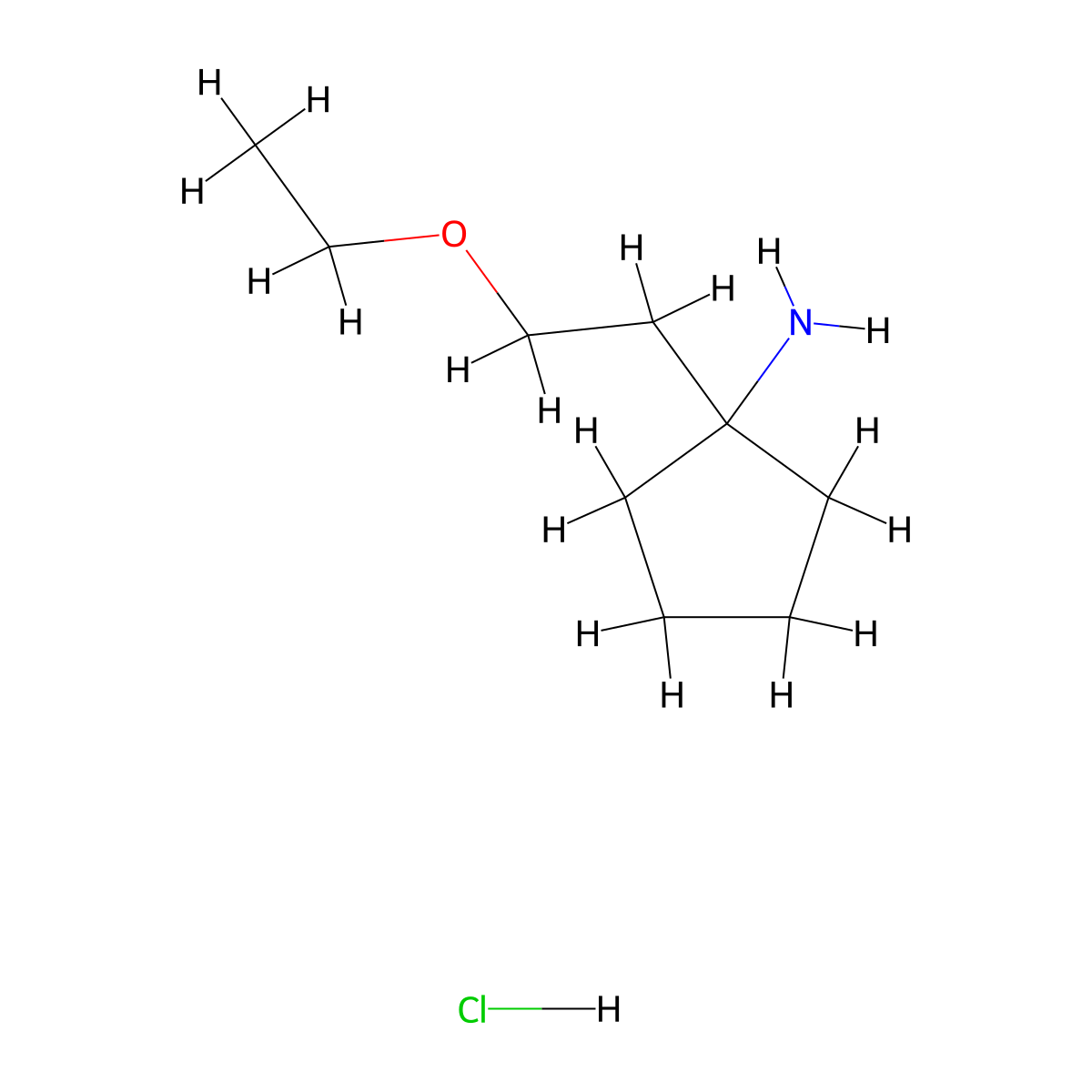 1-(2-Ethoxyethyl)cyclopentan-1-amine hydrochloride molecular structure, CAS 1423026-44-1