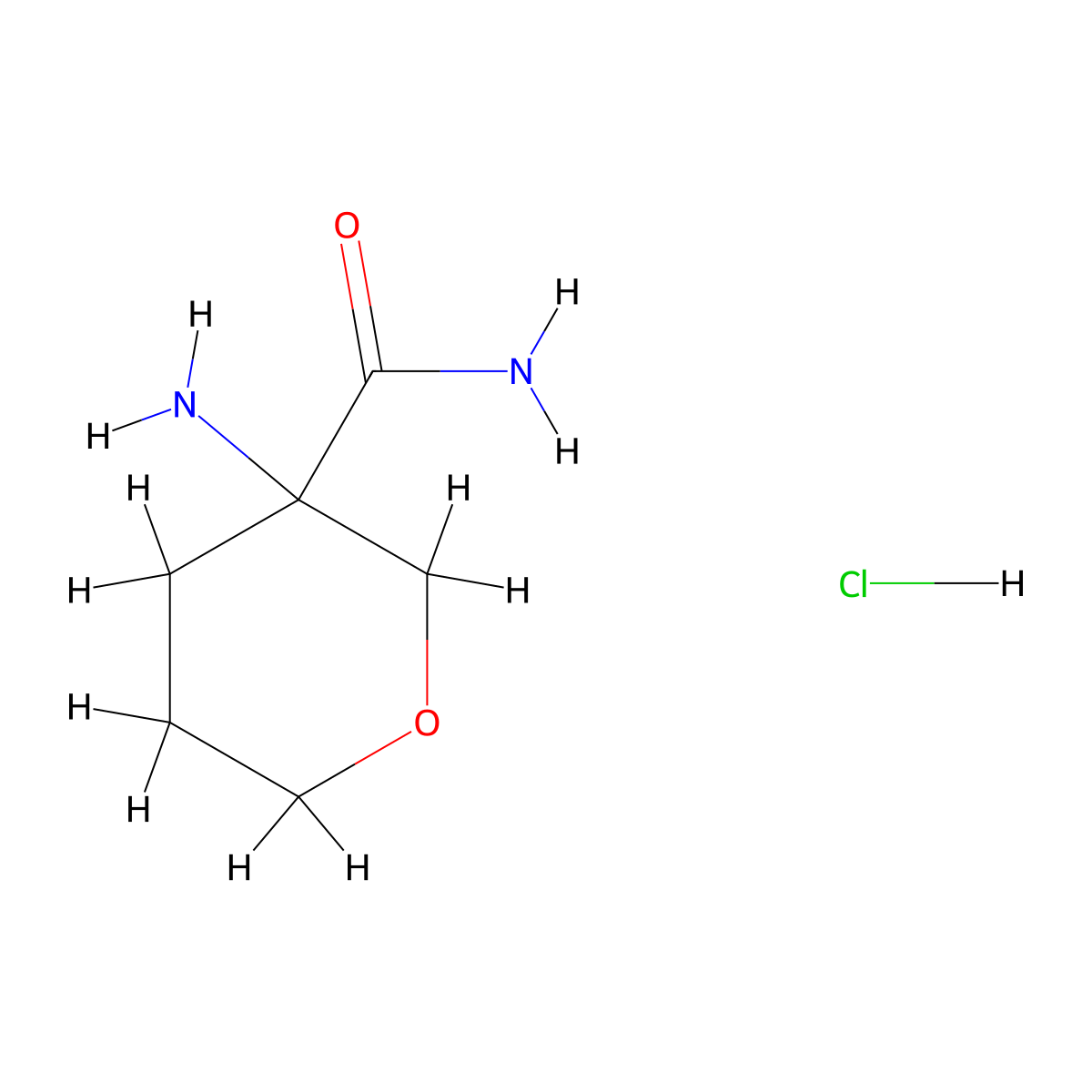 3-Aminooxane-3-carboxamide hydrochloride molecular structure, CAS 1423026-46-3