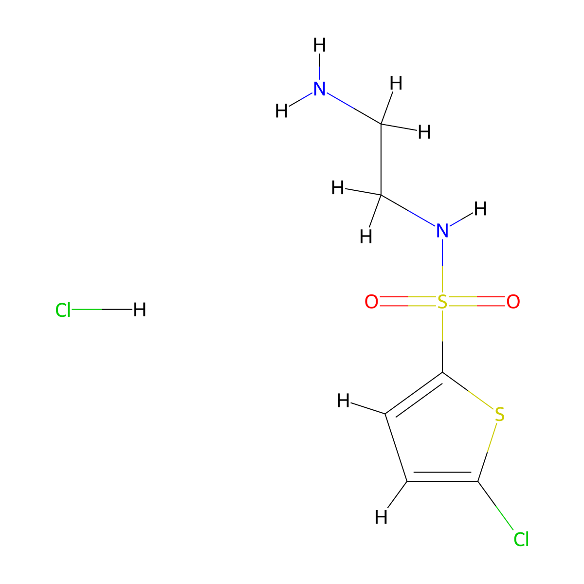 N-(2-aminoethyl)-5-chlorothiophene-2-sulfonamide hydrochloride molecular structure, CAS 1423026-54-3