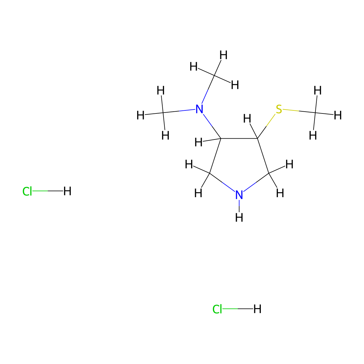 N,N-dimethyl-4-(methylsulfanyl)pyrrolidin-3-amine dihydrochloride molecular structure, CAS 1423026-62-3
