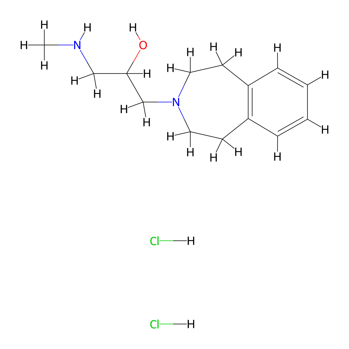 1-(methylamino)-3-(2,3,4,5-tetrahydro-1H-3-benzazepin-3-yl)propan-2-ol dihydrochloride molecular structure, CAS 1423026-66-7