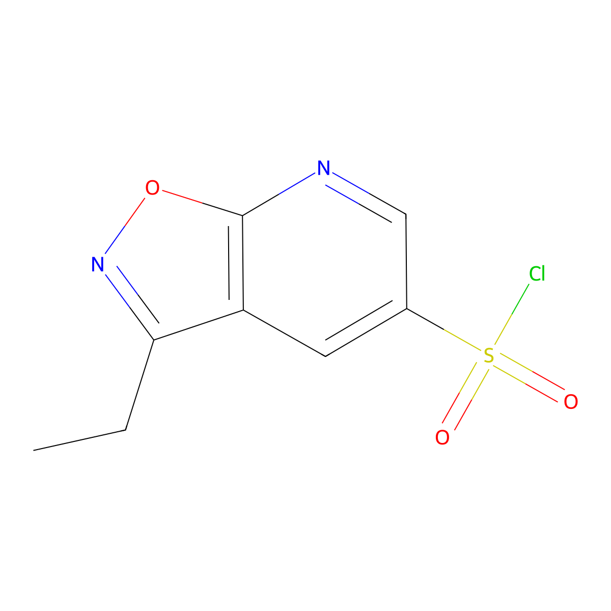 3-Ethyl-(1,2)oxazolo(5,4-b)pyridine-5-sulfonyl chloride molecular structure, CAS 1423026-68-9