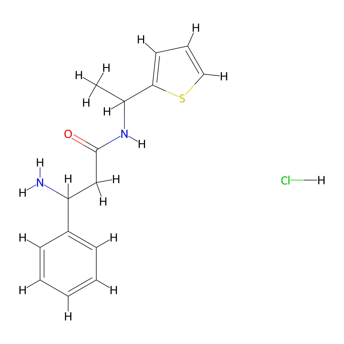 3-amino-3-phenyl-N-[1-(thiophen-2-yl)ethyl]propanamide hydrochloride molecular structure, CAS 1423026-69-0