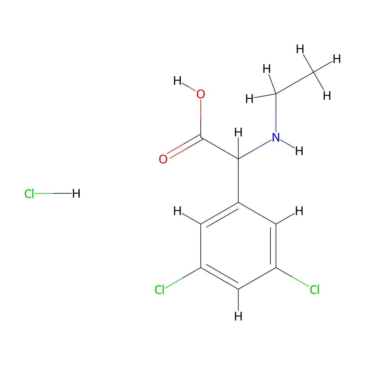 2-(3,5-Dichlorophenyl)-2-(ethylamino)acetic acid hydrochloride molecular structure, CAS 1423026-72-5