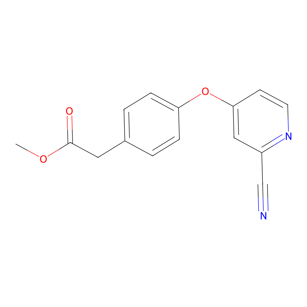 Methyl 2-{4-[(2-cyanopyridin-4-yl)oxy]phenyl}acetate molecular structure, CAS 1423026-85-0
