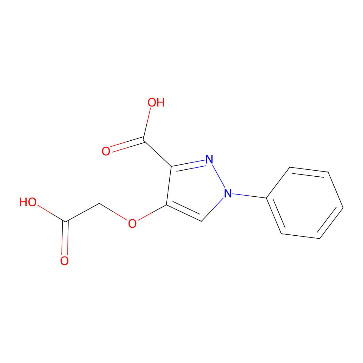4-(carboxymethoxy)-1-phenyl-1H-pyrazole-3-carboxylic acid molecular structure, CAS 1423026-99-6