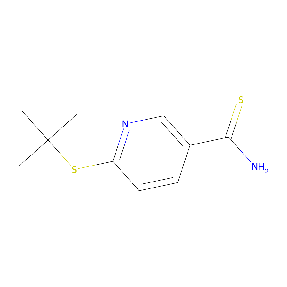 6-(Tert-butylsulfanyl)pyridine-3-carbothioamide molecular structure, CAS 1423027-08-0